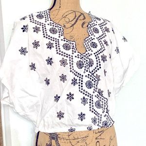 ZARA Faux Wrap Eyelet Top